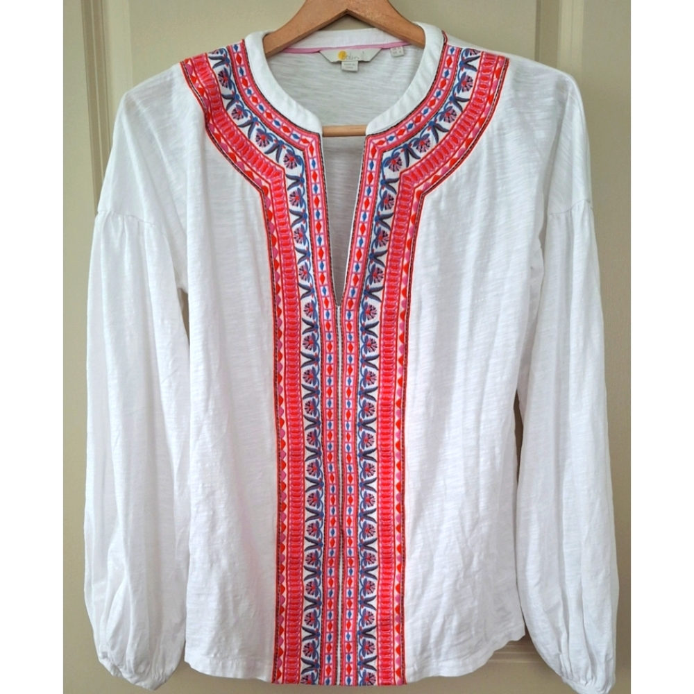 Boden | Embroidered V-Parth Boho Top Blouse - Picture 4 of 16